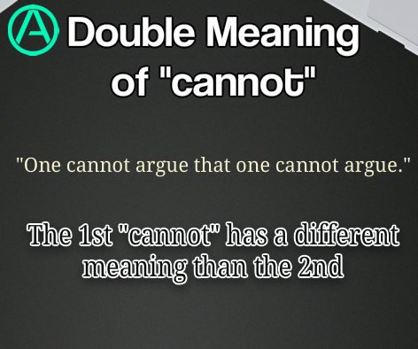 double meaning of cannot in the a priori of argumentation